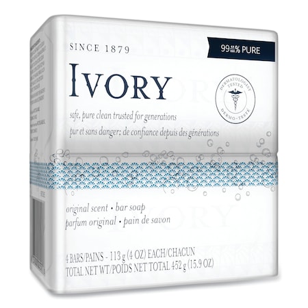 Ivory Personal Soaps, Original, White, 4 oz, Shrink-Wrapped Bars, 72 PK 82757